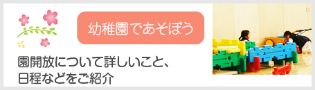 幼稚園であそぼう 園解放について詳しいこと、日程などをご紹介